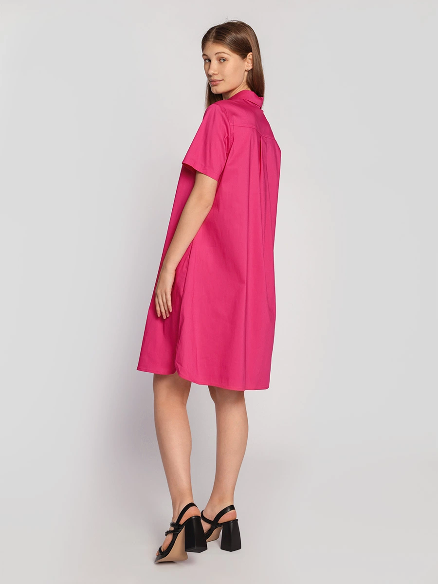 Платье-рубашка цвета фуксии из эластичного хлопка